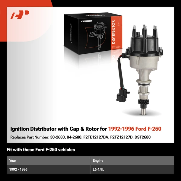 Ignition Distributor with Cap & Rotor for 1992-1996 Ford F-250