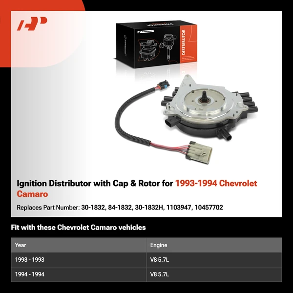 Ignition Distributor with Cap & Rotor for 1993-1994 Chevrolet Camaro