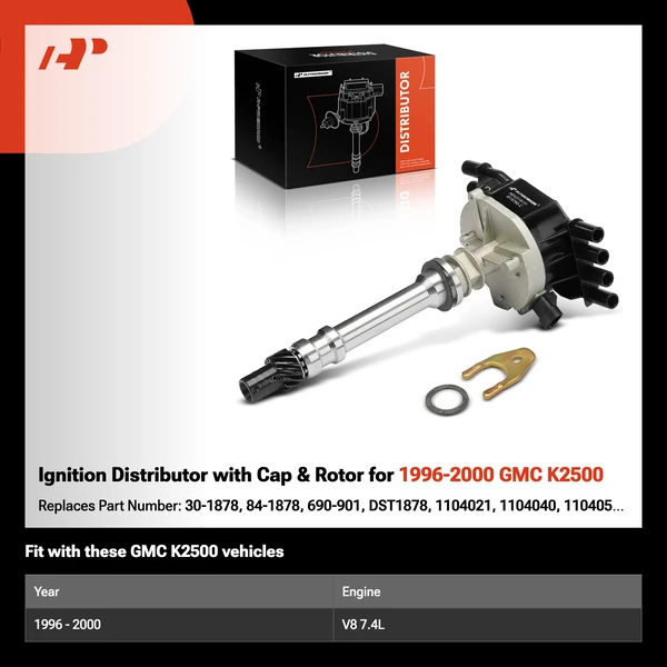 Ignition Distributor with Cap & Rotor for 1996-2000 GMC K2500