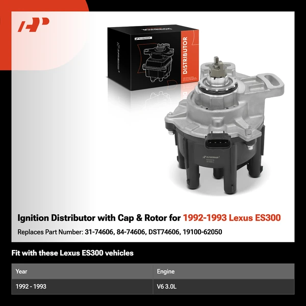 Ignition Distributor with Cap & Rotor for 1992-1993 Lexus ES300