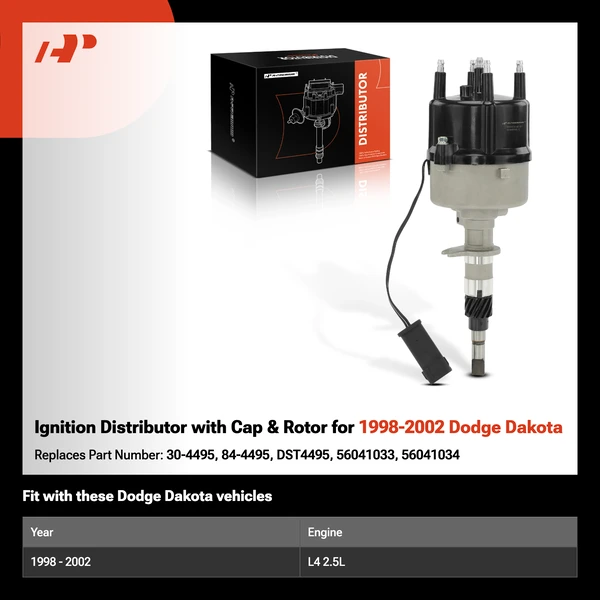 Ignition Distributor with Cap & Rotor for 1998-2002 Dodge Dakota