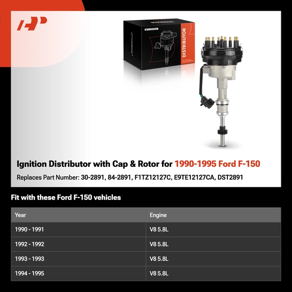 Ignition Distributor with Cap & Rotor for 1990-1995 Ford F-150