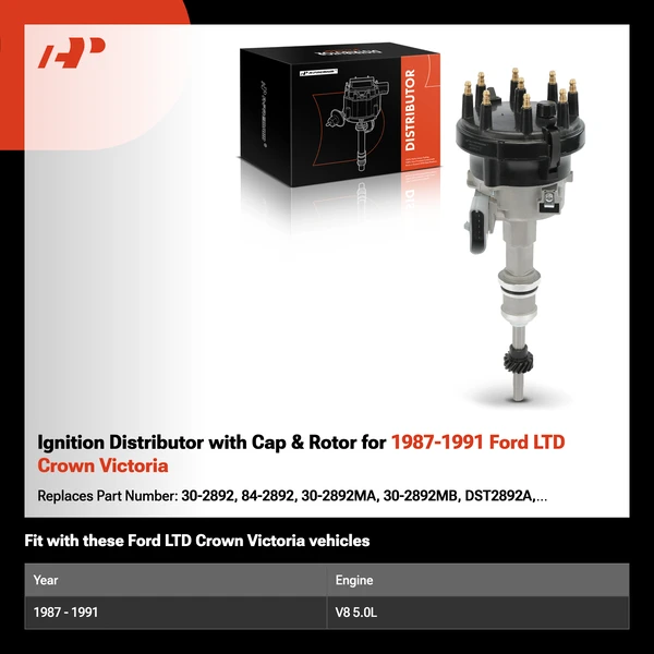 Ignition Distributor with Cap & Rotor for 1987-1991 Ford LTD Crown Victoria