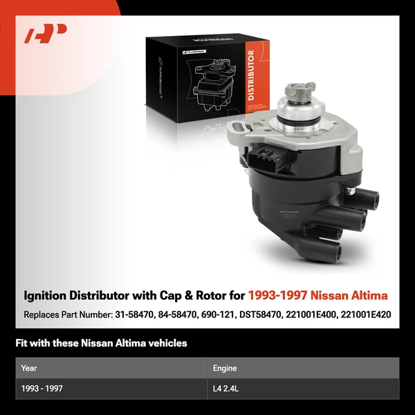 Ignition Distributor with Cap & Rotor for 1993-1997 Nissan Altima