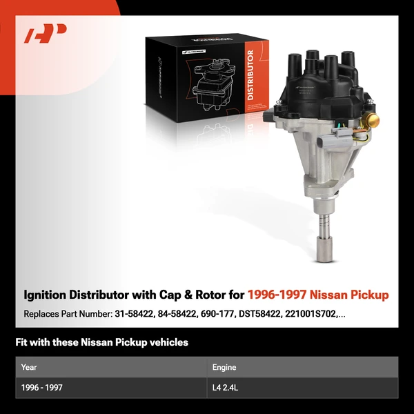 Ignition Distributor with Cap & Rotor for 1996-1997 Nissan Pickup