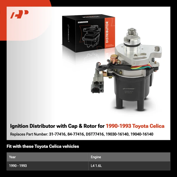 Ignition Distributor with Cap & Rotor for 1990-1993 Toyota Celica