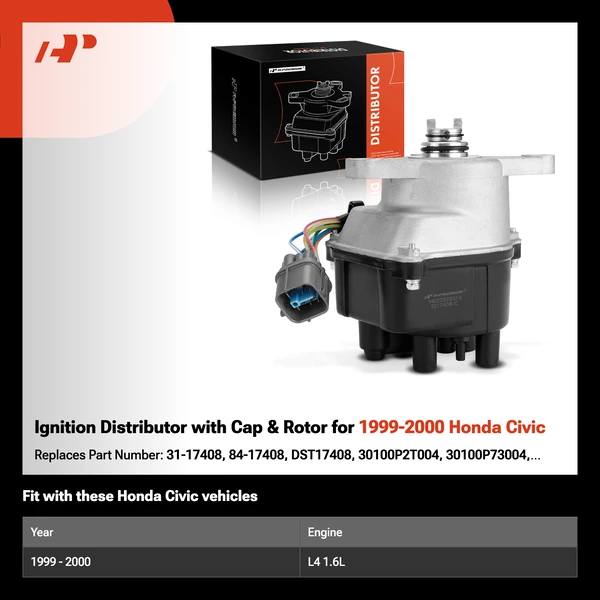 Ignition Distributor with Cap & Rotor for 1999-2000 Honda Civic