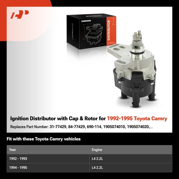 Ignition Distributor with Cap & Rotor for 1992-1995 Toyota Camry