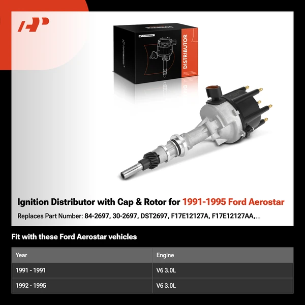 Ignition Distributor with Cap & Rotor for 1991-1995 Ford Aerostar