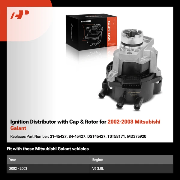 Ignition Distributor with Cap & Rotor for 2002-2003 Mitsubishi Galant