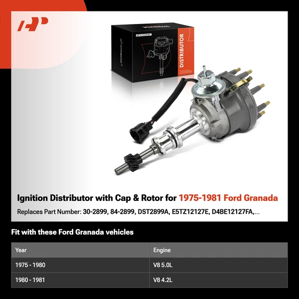 Ignition Distributor with Cap & Rotor for 1975-1981 Ford Granada
