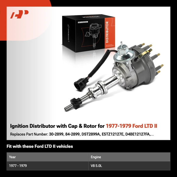 Ignition Distributor with Cap & Rotor for 1977-1979 Ford LTD II