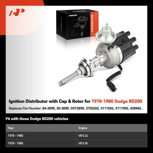 Ignition Distributor with Cap & Rotor for 1978-1980 Dodge RD200