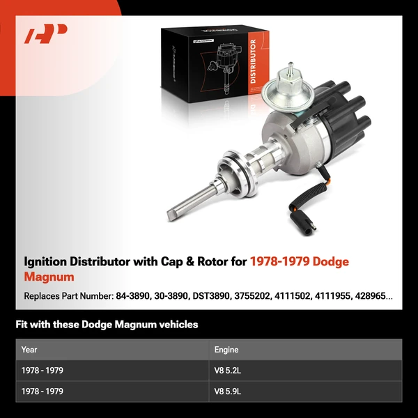 Ignition Distributor with Cap & Rotor for 1978-1979 Dodge Magnum