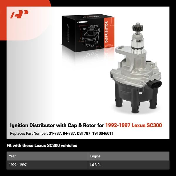 Ignition Distributor with Cap & Rotor for 1992-1997 Lexus SC300