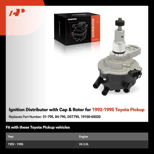 Ignition Distributor with Cap & Rotor for 1992-1995 Toyota Pickup