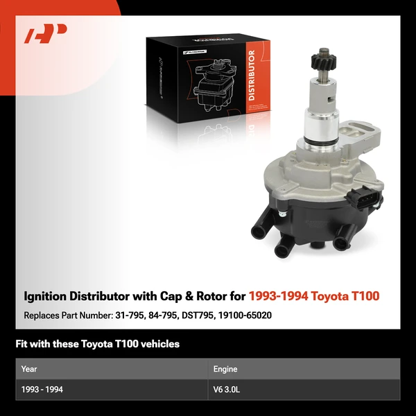 Ignition Distributor with Cap & Rotor for 1993-1994 Toyota T100