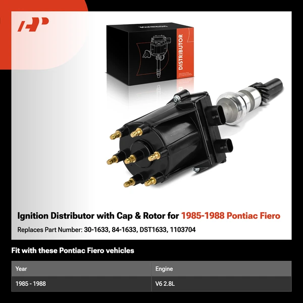 Ignition Distributor with Cap & Rotor for 1985-1988 Pontiac Fiero