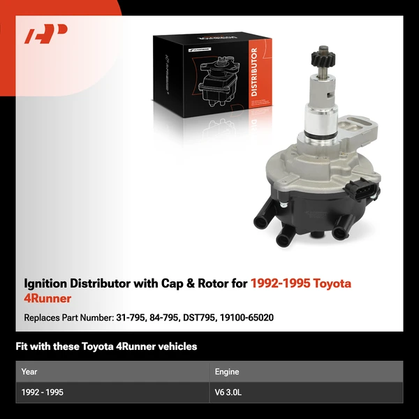 Ignition Distributor with Cap & Rotor for 1992-1995 Toyota 4Runner
