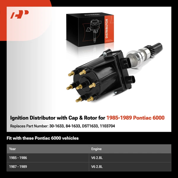 Ignition Distributor with Cap & Rotor for 1985-1989 Pontiac 6000