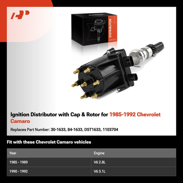 Ignition Distributor with Cap & Rotor for 1985-1992 Chevrolet Camaro
