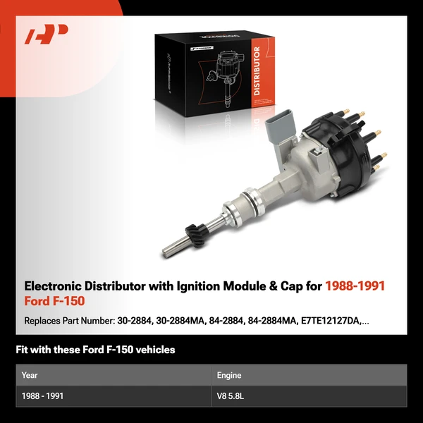 Electronic Distributor with Ignition Module & Cap for 1988-1991 Ford F-150