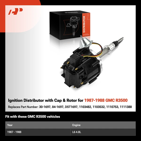 Ignition Distributor with Cap & Rotor for 1987-1988 GMC R3500