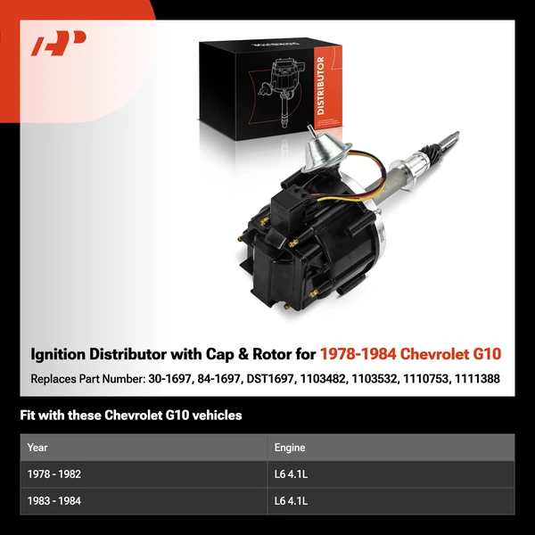 Ignition Distributor with Cap & Rotor for 1978-1984 Chevrolet G10