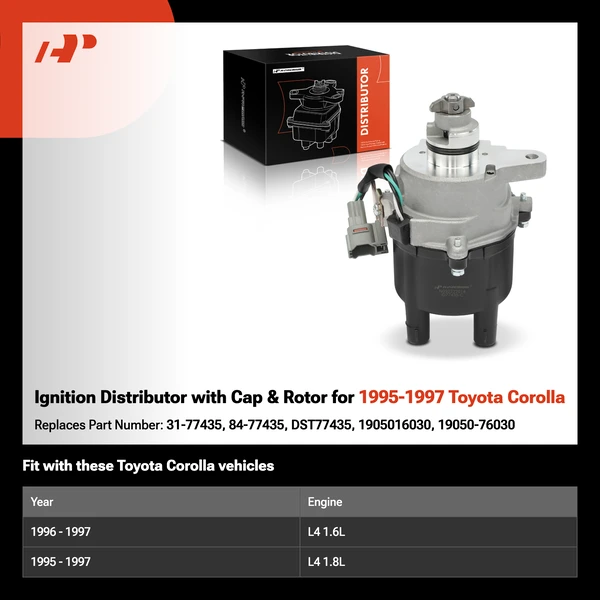 Ignition Distributor with Cap & Rotor for 1995-1997 Toyota Corolla