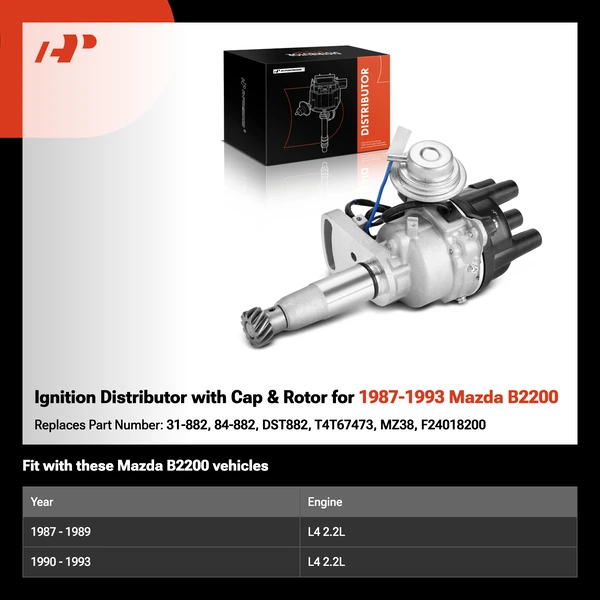 Ignition Distributor with Cap & Rotor for 1987-1993 Mazda B2200