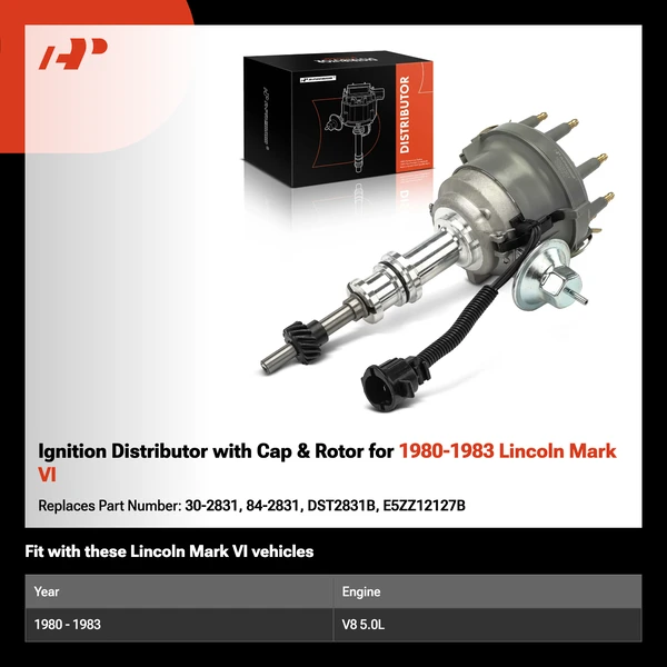 Ignition Distributor with Cap & Rotor for 1980-1983 Lincoln Mark VI
