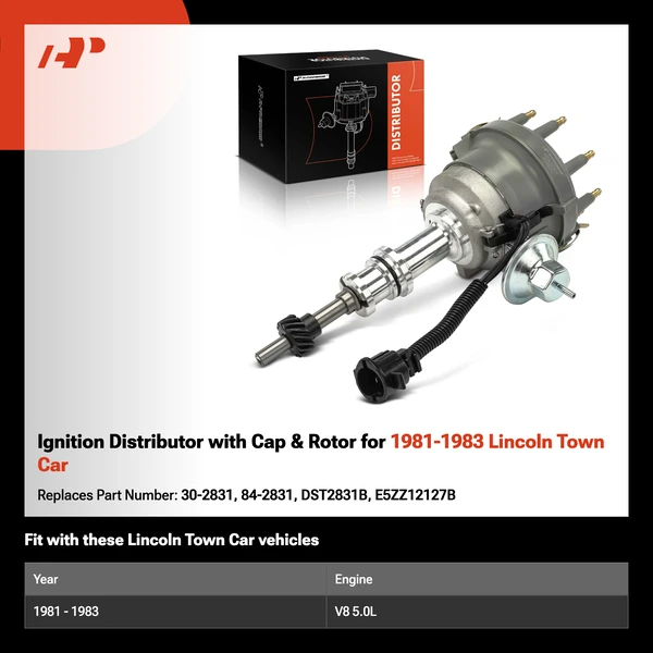 Ignition Distributor with Cap & Rotor for 1981-1983 Lincoln Town Car