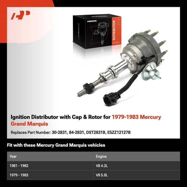 Ignition Distributor with Cap & Rotor for 1979-1983 Mercury Grand Marquis
