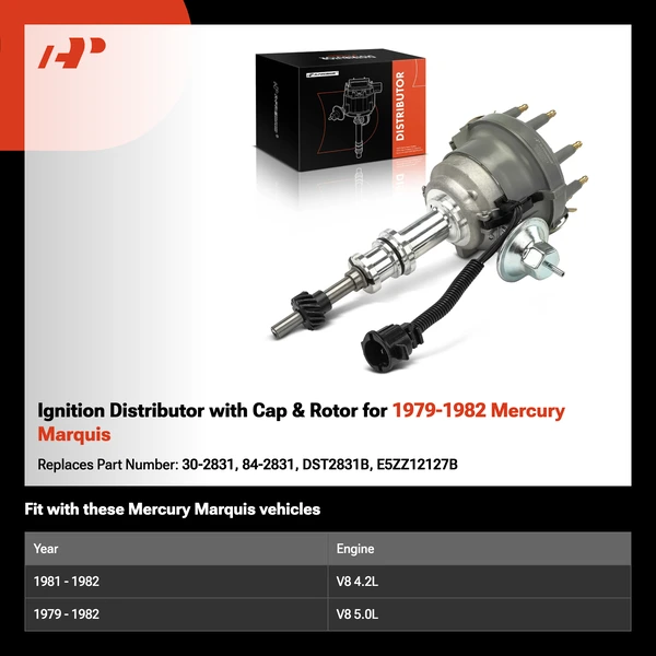 Ignition Distributor with Cap & Rotor for 1979-1982 Mercury Marquis