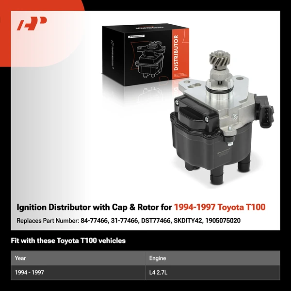 Ignition Distributor with Cap & Rotor for 1994-1997 Toyota T100
