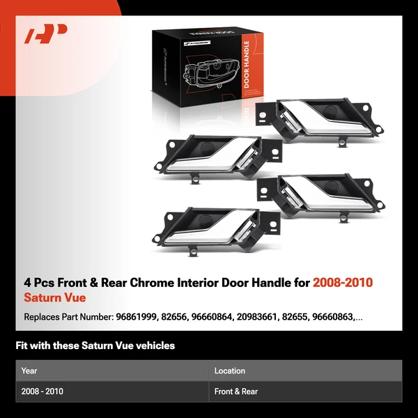 4 Pcs Front & Rear Chrome Interior Door Handle for 2008-2010 Saturn Vue