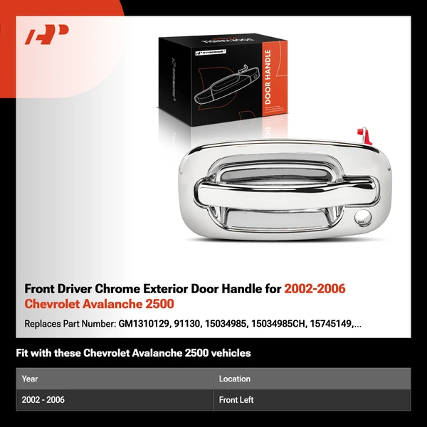 Front Driver Chrome Exterior Door Handle for 2002-2006 Chevrolet Avalanche 2500
