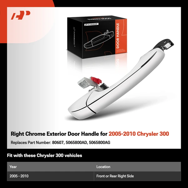 Right Chrome Exterior Door Handle for 2005-2010 Chrysler 300