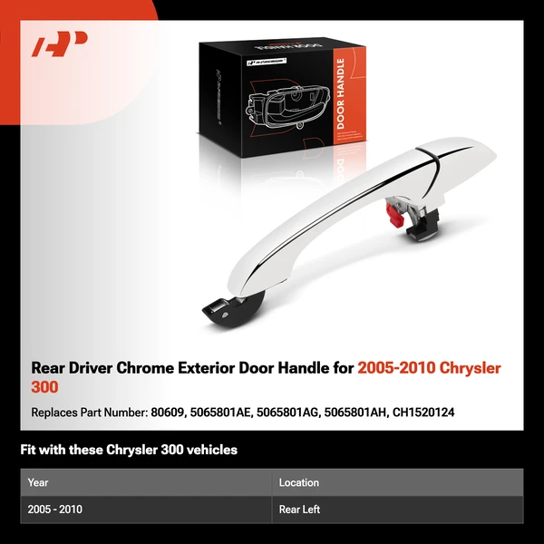 Rear Driver Chrome Exterior Door Handle for 2005-2010 Chrysler 300