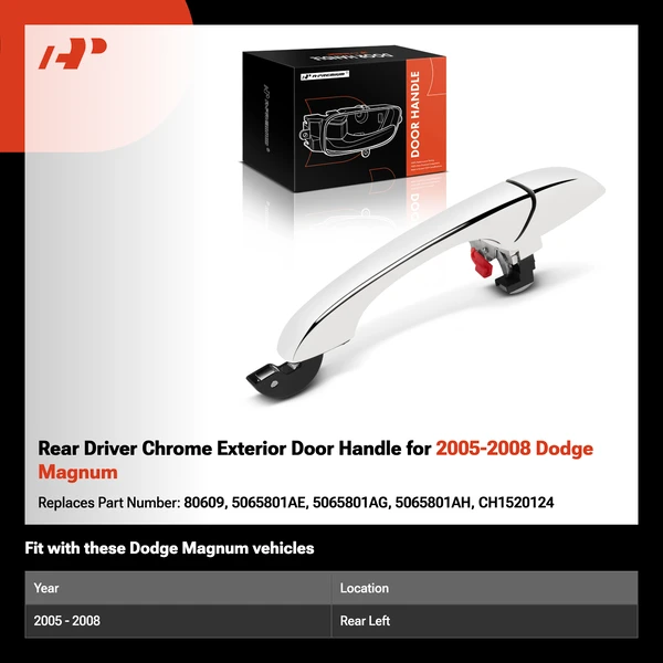 Rear Driver Chrome Exterior Door Handle for 2005-2008 Dodge Magnum