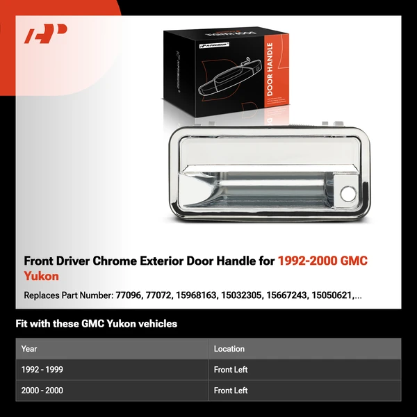 Front Driver Chrome Exterior Door Handle for 1992-2000 GMC Yukon