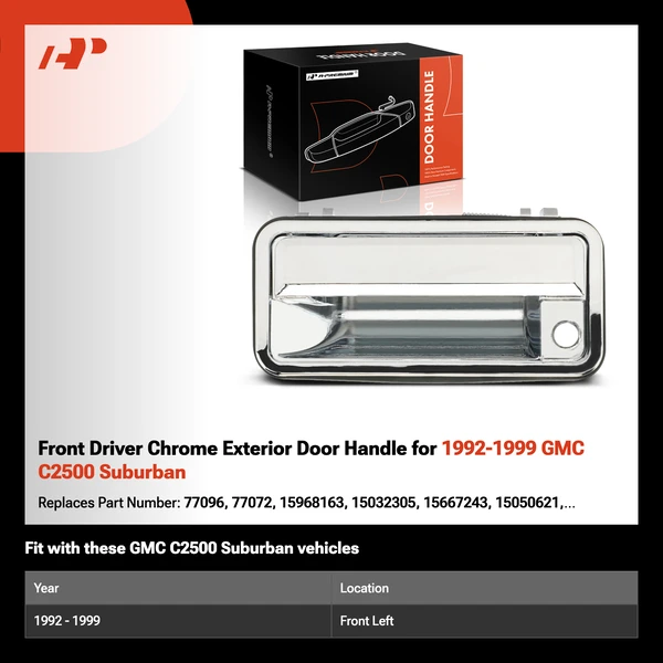 Front Driver Chrome Exterior Door Handle for 1992-1999 GMC C2500 Suburban