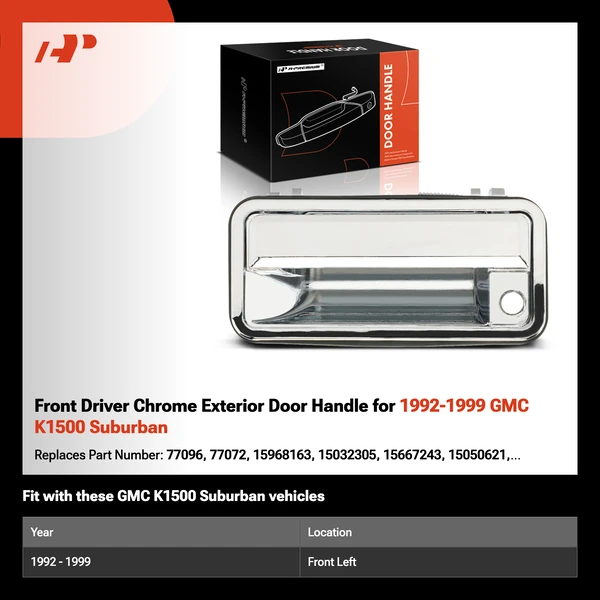 Front Driver Chrome Exterior Door Handle for 1992-1999 GMC K1500 Suburban