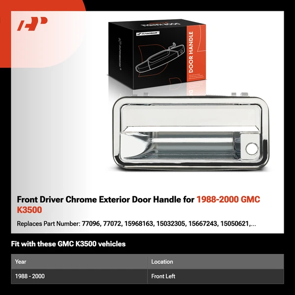 Front Driver Chrome Exterior Door Handle for 1988-2000 GMC K3500