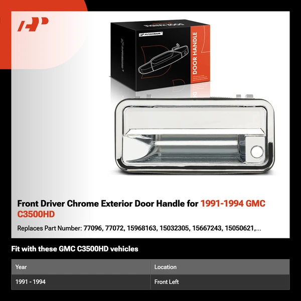 Front Driver Chrome Exterior Door Handle for 1991-1994 GMC C3500HD