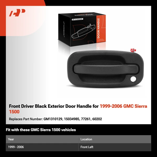 Front Driver Black Exterior Door Handle for 1999-2006 GMC Sierra 1500