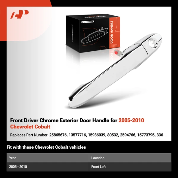 Front Driver Chrome Exterior Door Handle for 2005-2010 Chevrolet Cobalt