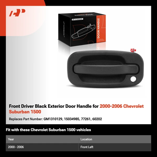 Front Driver Black Exterior Door Handle for 2000-2006 Chevrolet Suburban 1500