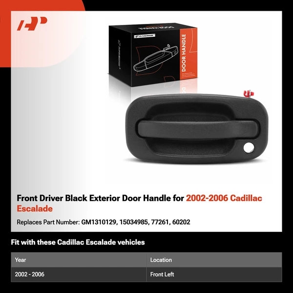 Front Driver Black Exterior Door Handle for 2002-2006 Cadillac Escalade