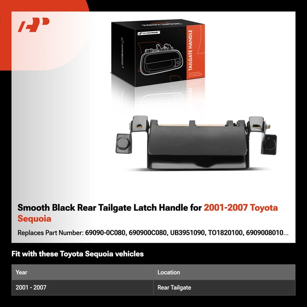 Smooth Black Rear Tailgate Latch Handle for 2001-2007 Toyota Sequoia